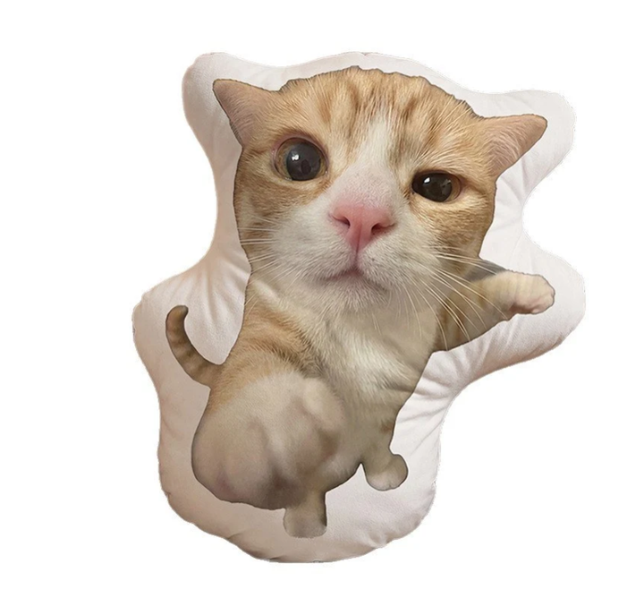 Custom orange and white cat shaped pillow