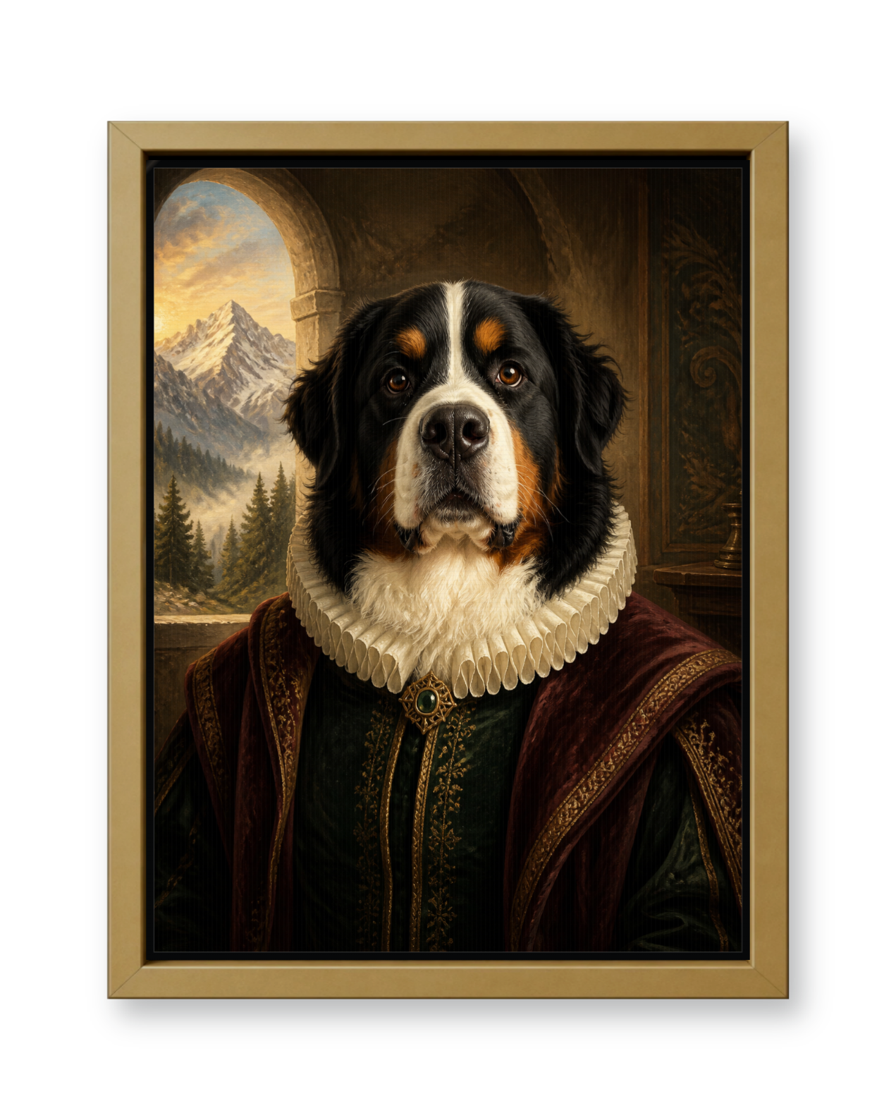 The Alpine Sovereign Custom Pet Canvas - Gold Frame