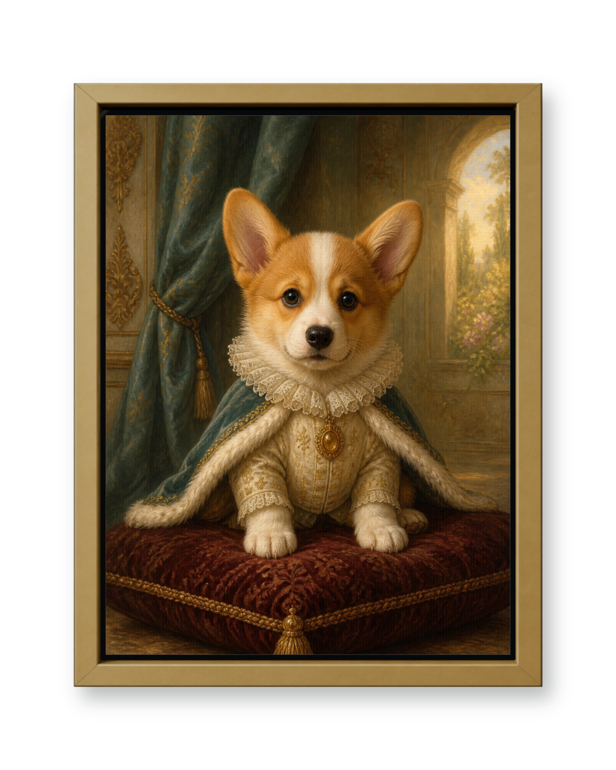 The Golden Heir Custom Pet Canvas - Gold Frame