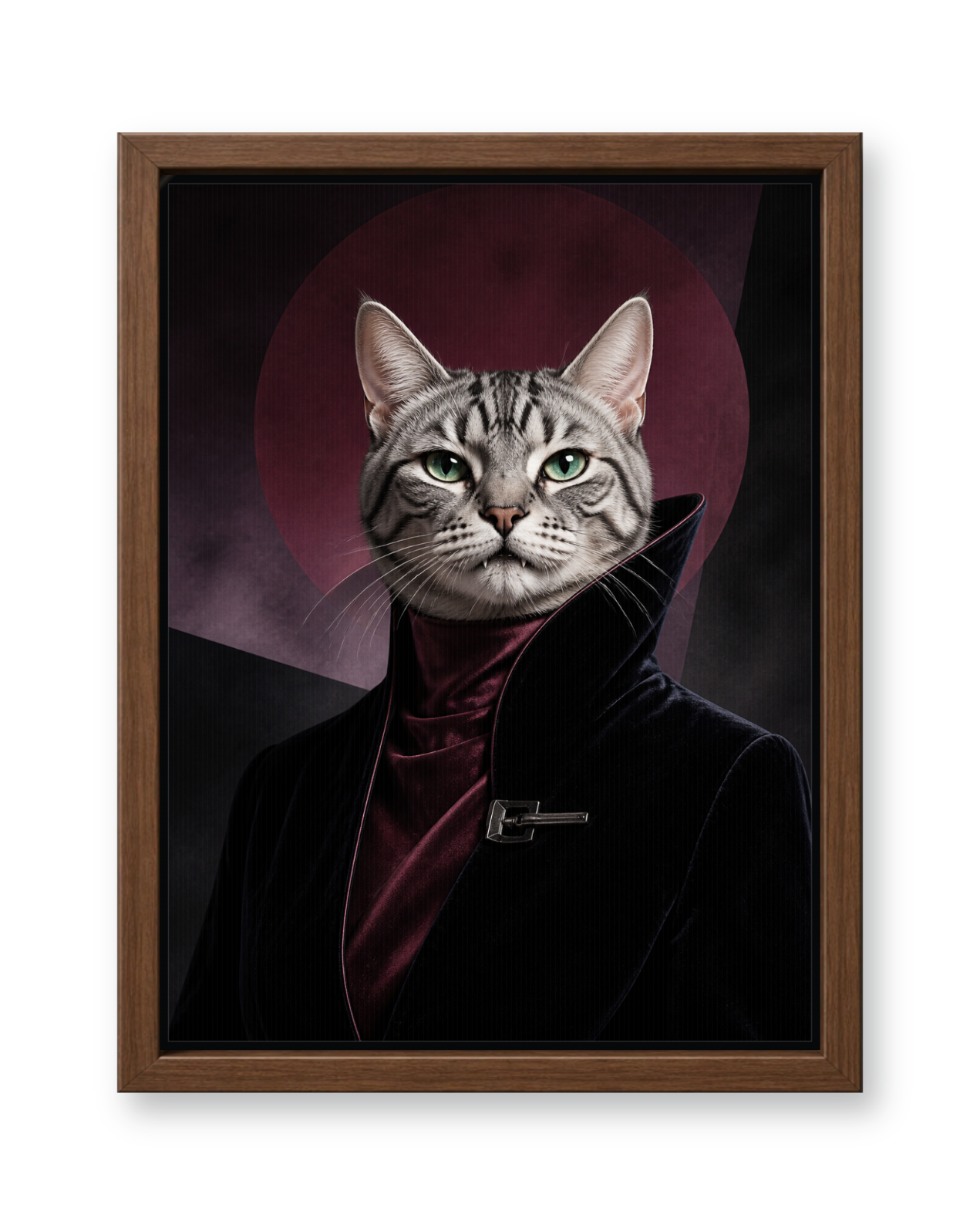 The Nightfall Icon Custom Pet Canvas - Walnut Frame