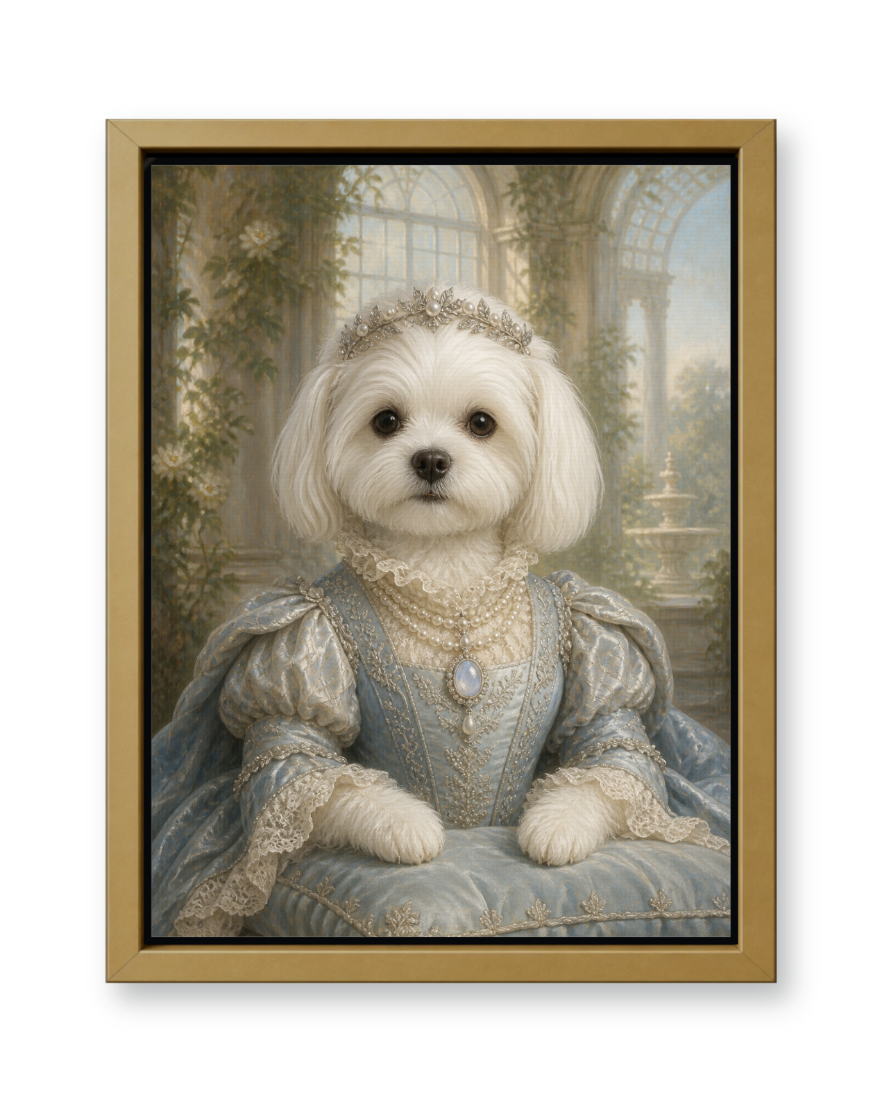 The Pearl Duchess Custom Pet Canvas - Gold Frame