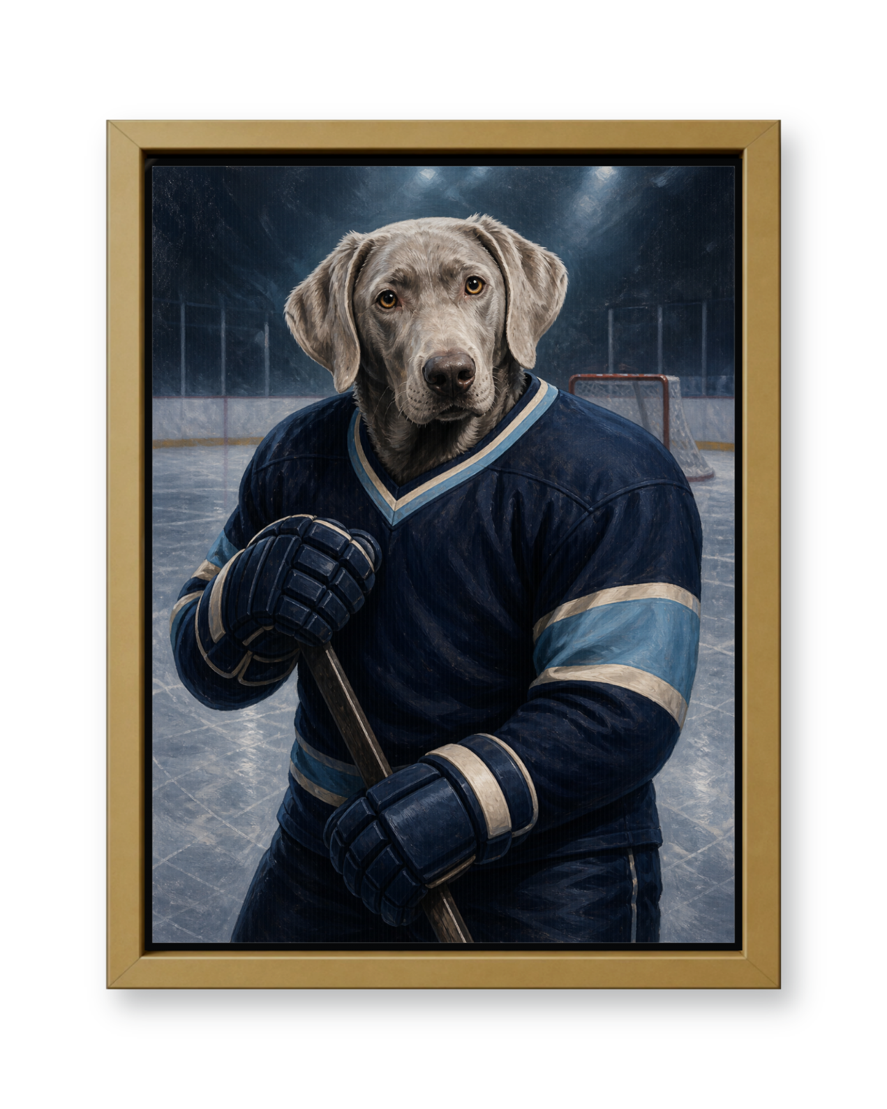 The Rinkside Captain Custom Pet Canvas - Gold Frame
