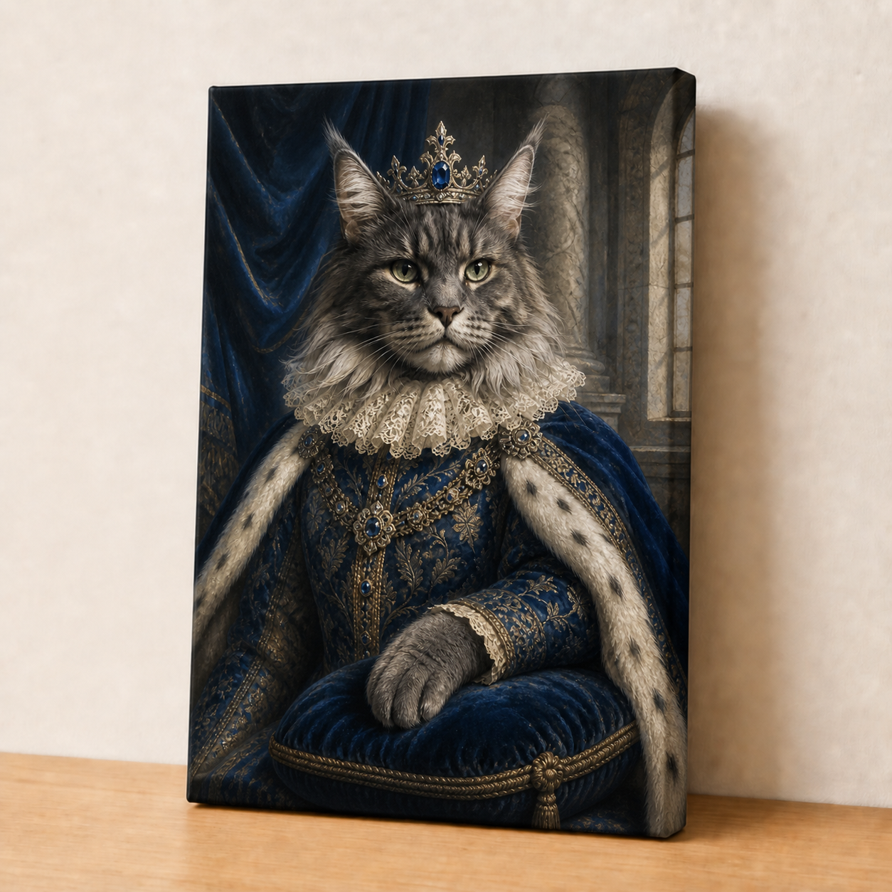 The Sapphire Sovereign Custom Pet Canvas - Gallery Wrapped - No Frame