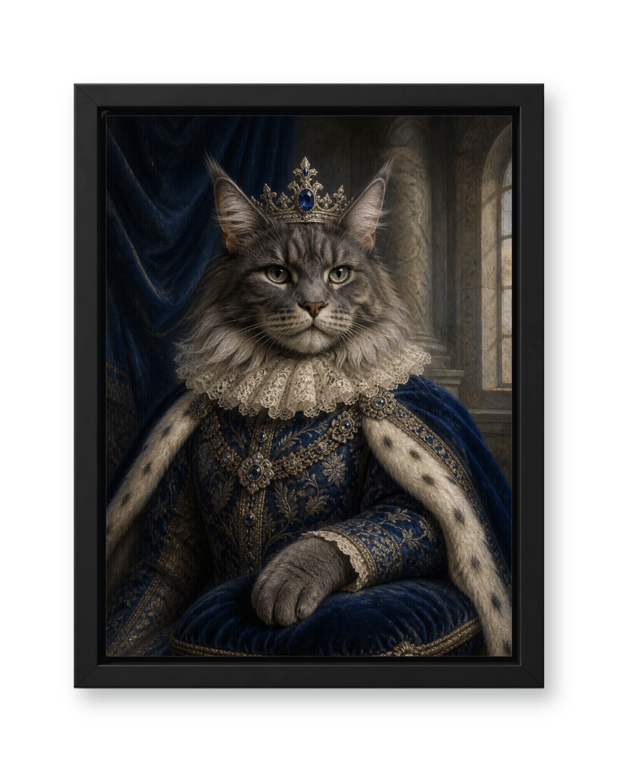 The Sapphire Sovereign Custom Pet Canvas - Black Frame