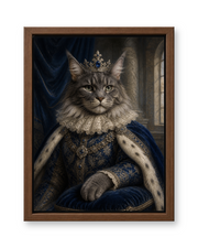 The Sapphire Sovereign Custom Pet Canvas - Walnut Frame