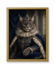 The Sapphire Sovereign Custom Pet Canvas - Gold Frame
