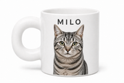 Personalized Chubby Mug with Milo gray tabby cat portrait