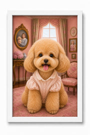 Custom Pet Canvas - Cozy Pet Room - Blush Parlor - White Frame