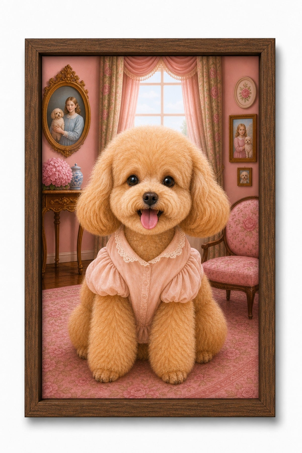 Blush Parlor Custom Pet Canvas - Walnut Frame
