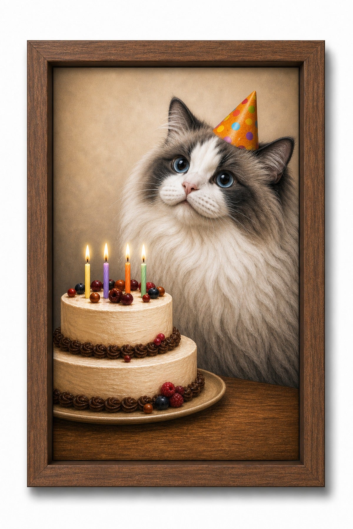 Birthday Corner Custom Pet Canvas - Walnut Frame