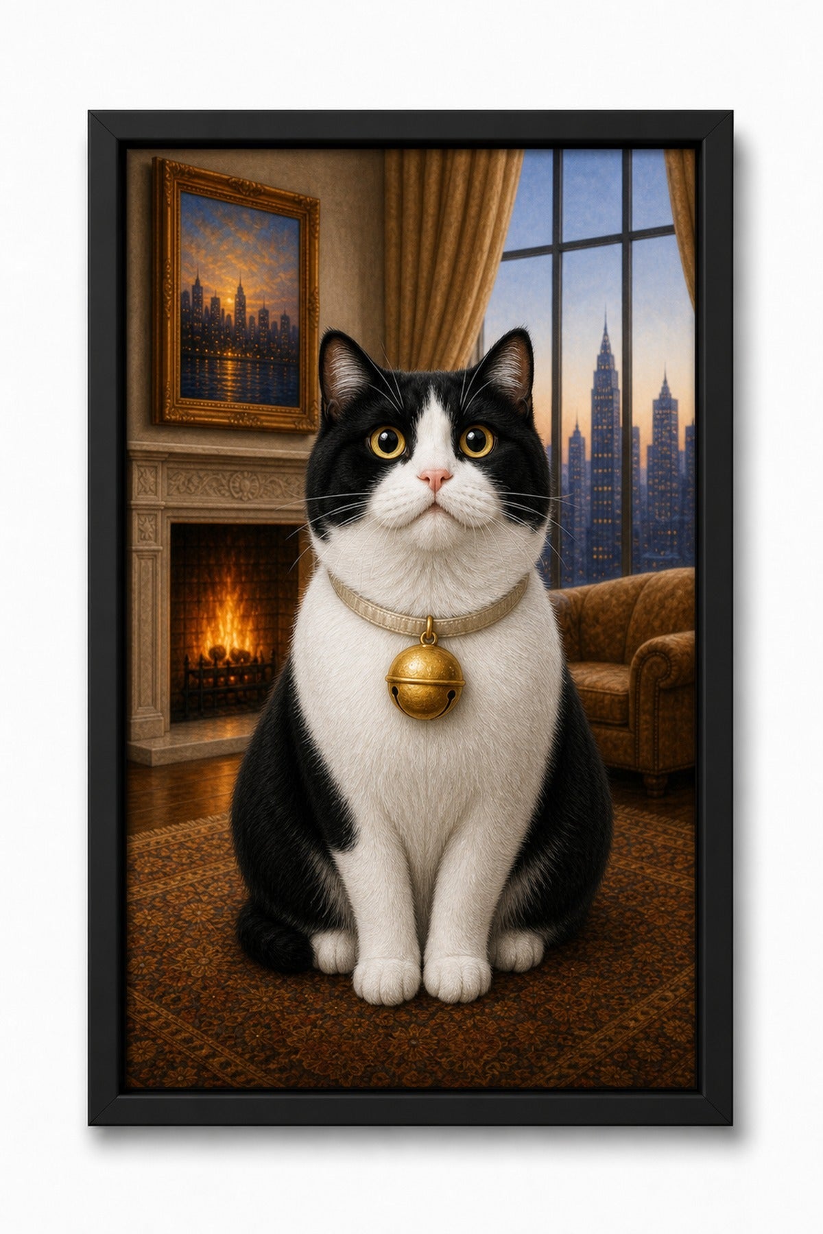 Fireside Window Custom Pet Canvas - Black Frame
