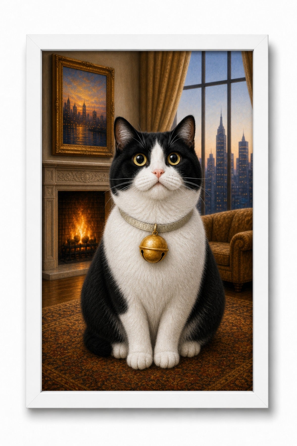 Fireside Window Custom Pet Canvas - White Frame