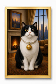 Fireside Window Custom Pet Canvas - Gold Frame