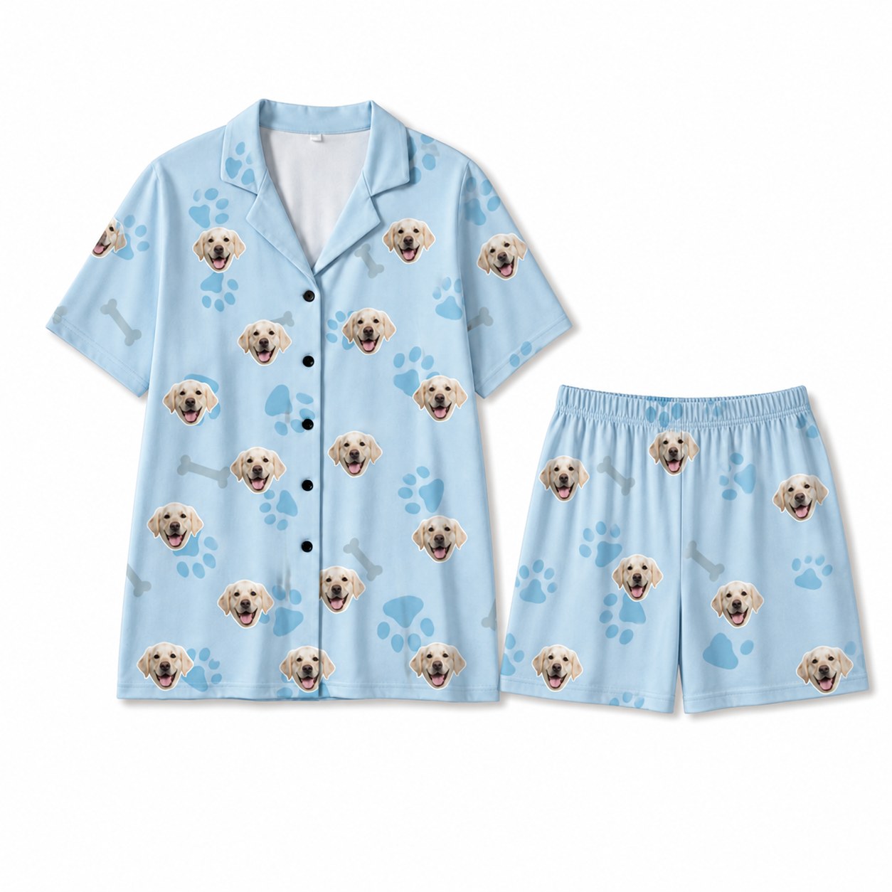 Custom short sleeve pajamas - Sky Blue Pup