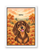 Autumn Woodland Watercolor Custom Pet Canvas — white frame