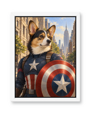 Captain Pawmerica Custom Pet Canvas — white frame