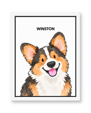 Classic Watercolor – 1 Pet Custom Pet Canvas — white frame