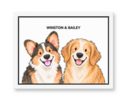 Classic Watercolor – 2 Pets Custom Pet Canvas — white frame