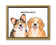 Classic Watercolor – 2 Pets Custom Pet Canvas — gold frame