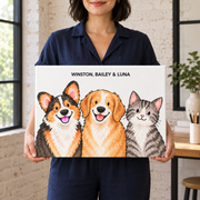 Classic Watercolor – 3 Pets Custom Pet Canvas — unframed Canvas lifestyle display