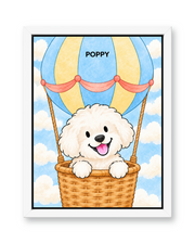 Cloud Balloon Watercolor Custom Pet Canvas — white frame