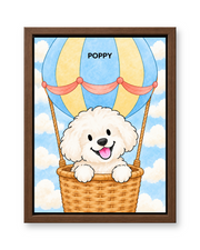 Cloud Balloon Watercolor Custom Pet Canvas — walnut frame