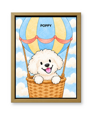 Cloud Balloon Watercolor Custom Pet Canvas — gold frame