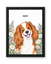 Garden Watercolor Custom Pet Canvas — black frame