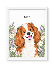 Garden Watercolor Custom Pet Canvas — white frame