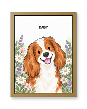Garden Watercolor Custom Pet Canvas — gold frame