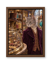 The Chocolatier Custom Pet Canvas — walnut frame
