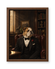 The Dogfather Custom Pet Canvas — walnut frame