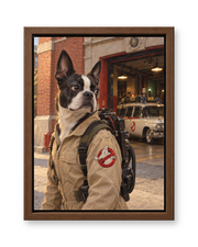 The Ghost Hunter Custom Pet Canvas — walnut frame