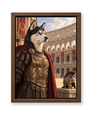 The Gladiator Custom Pet Canvas — walnut frame