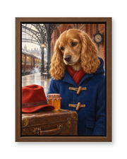 The Marmalade Traveler Custom Pet Canvas — walnut frame