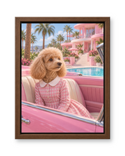 The Pink Icon Custom Pet Canvas — walnut frame