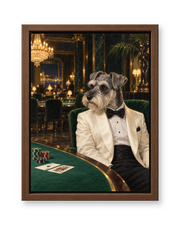 The Secret Agent Custom Pet Canvas — walnut frame