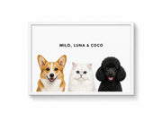 Custom Pet Portrait - 3 Pets