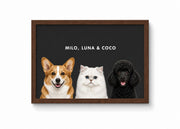 Custom Pet Portrait - 3 Pets