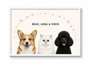 Custom Pet Portrait - 3 Pets