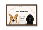 Custom Pet Portrait - 3 Pets