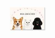 Custom Pet Portrait - 3 Pets
