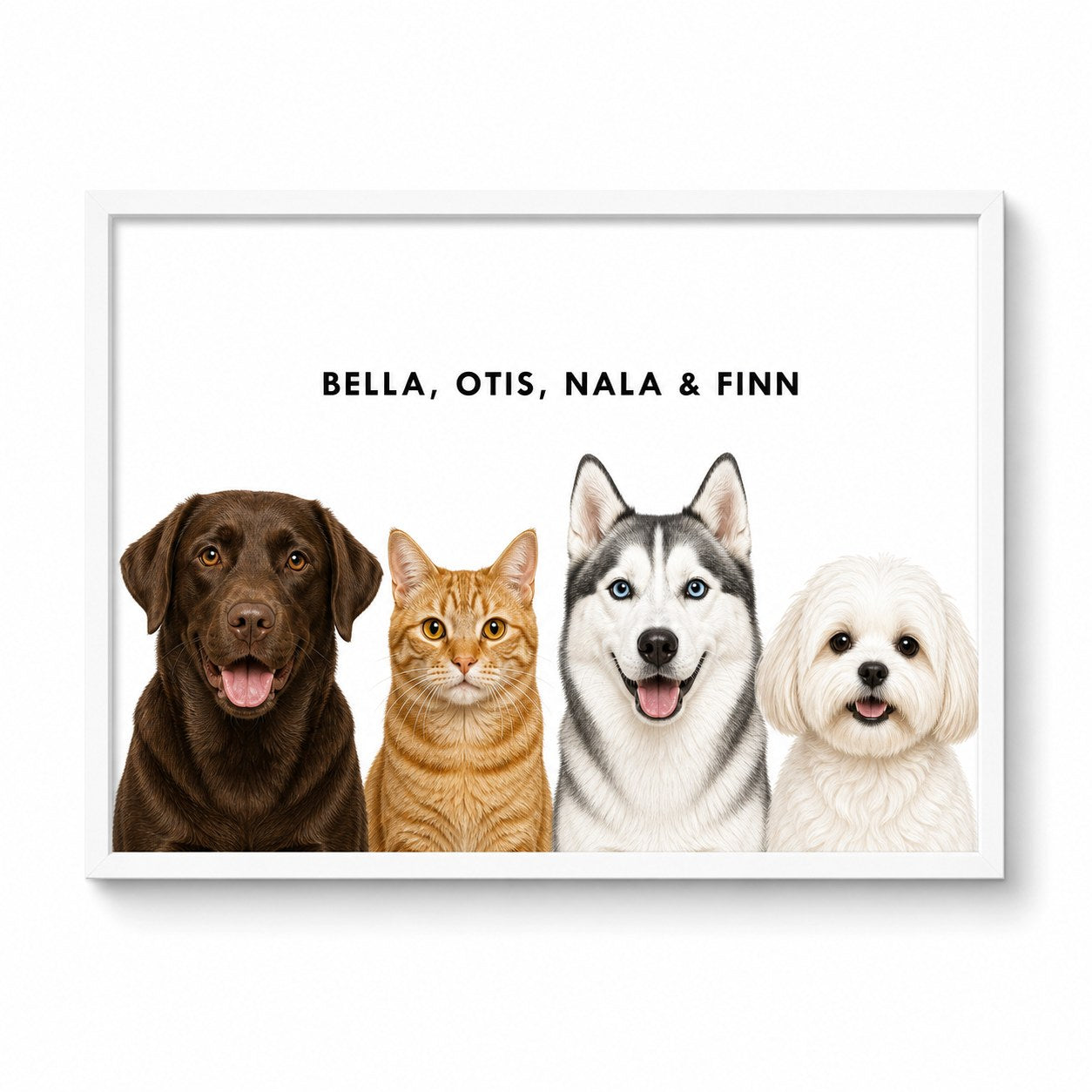 Custom Pet Portrait - 4 Pets