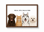 Custom Pet Portrait - 4 Pets