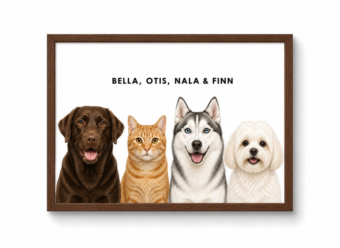 Custom Pet Portrait - 4 Pets