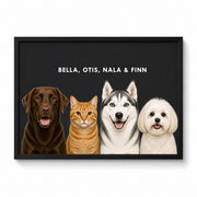 Custom Pet Portrait - 4 Pets