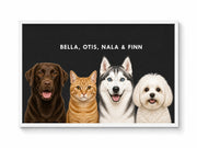 Custom Pet Portrait - 4 Pets