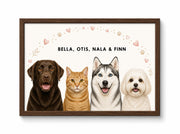 Custom Pet Portrait - 4 Pets