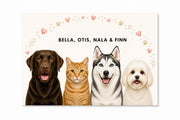 Custom Pet Portrait - 4 Pets