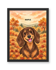 Autumn Woodland Watercolor Custom Art Print — black frame